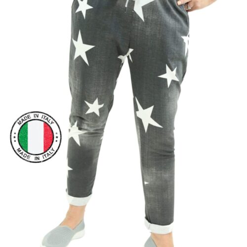 Sadie Black Denim Star Print Jogger