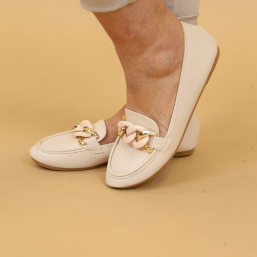Alaina Chain Loafers - Beige