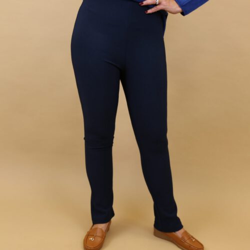 Emma Classic Ribbed Trouser - Navy