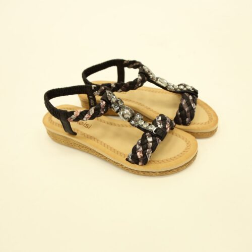 Miami Jewelled Sandal - Black