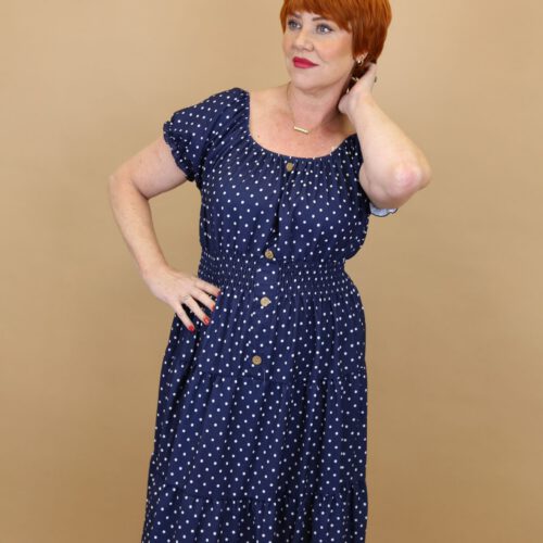Polkadot Stretch Midi Dress