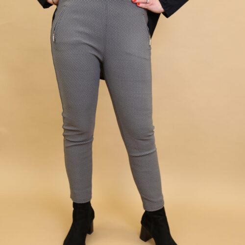 Essential Stretch Trousers - Regina - Grey Patterned- A565